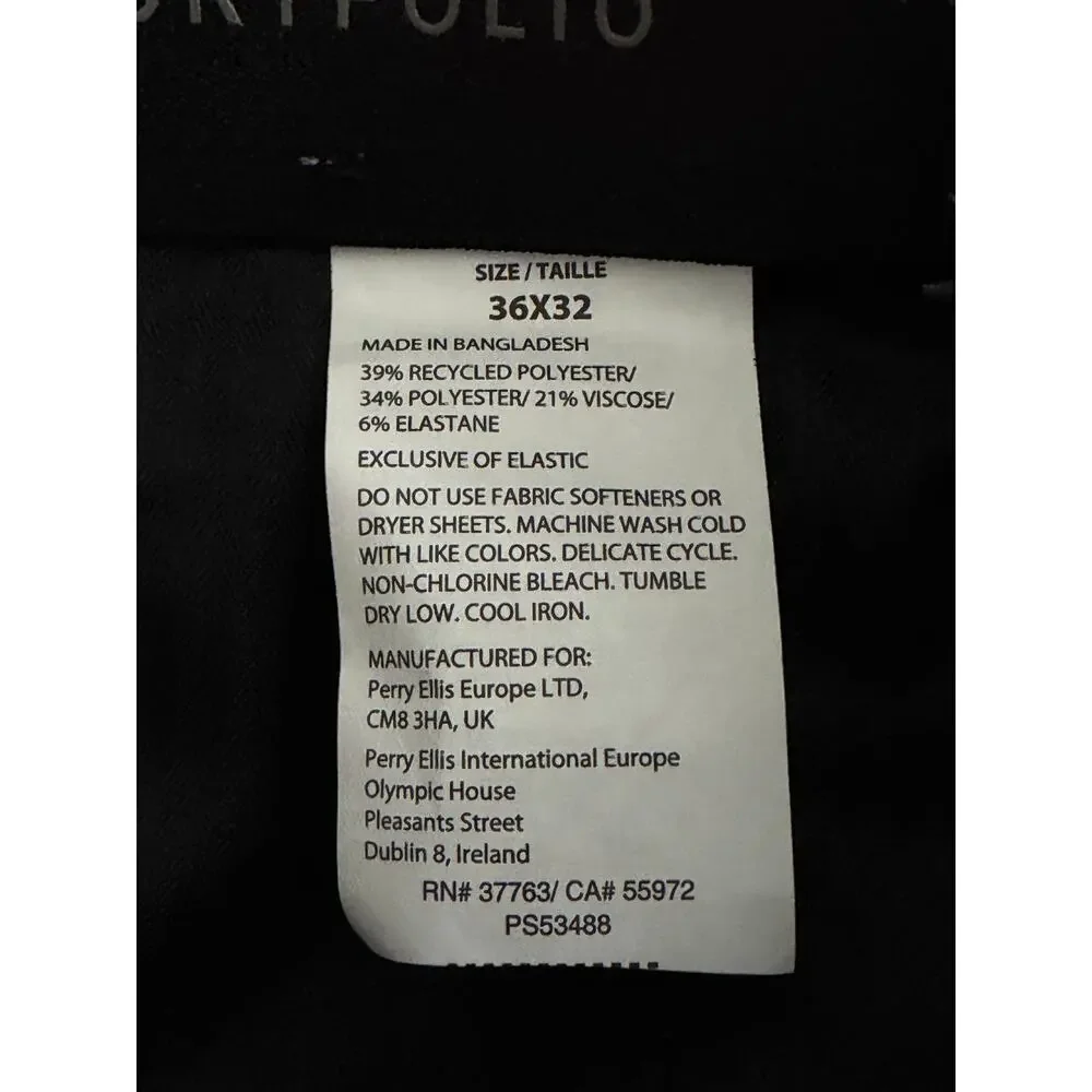 Perry Ellis Portfolio Pants Men's 36x32 Modern Fit Dress Pant Chiseled Stone NWT
